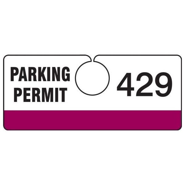 Accuform Parking Permit Tag, Numbered 900-999, Maroon, 2in x 4.75in, Laminated PF-Cardstock, 100PK TNT429MRK - main